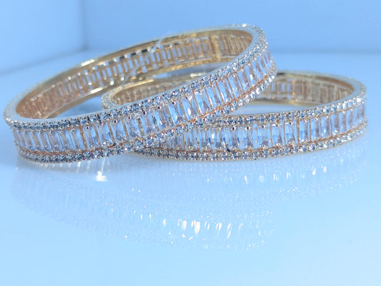 Lustrous American Diamond Statement Silver Bangle