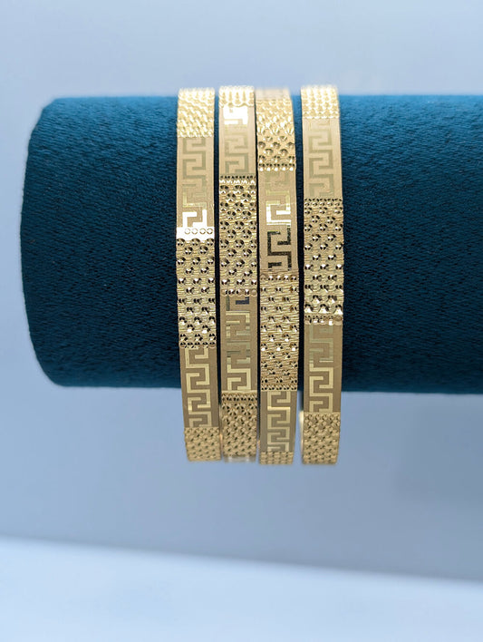 Greek Pattern Designer Gold Bangles