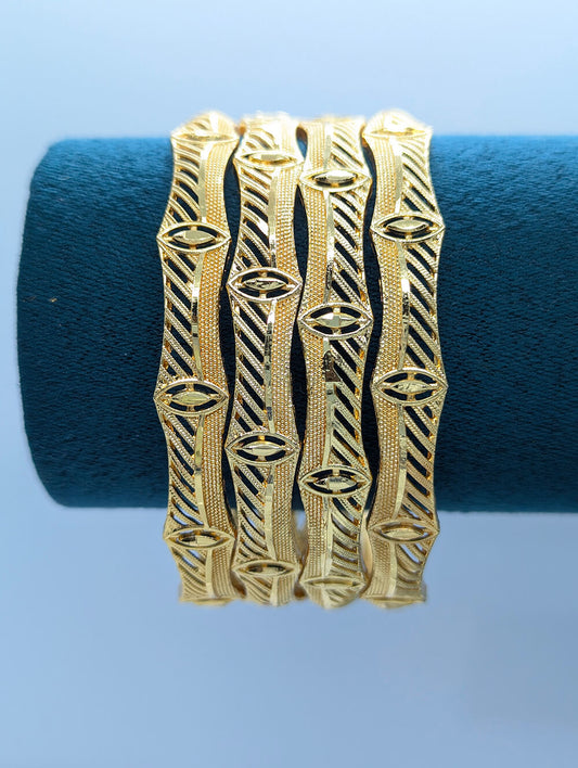 Antique Filigree Gold Bangle Set – Traditional Marquise Motif Design