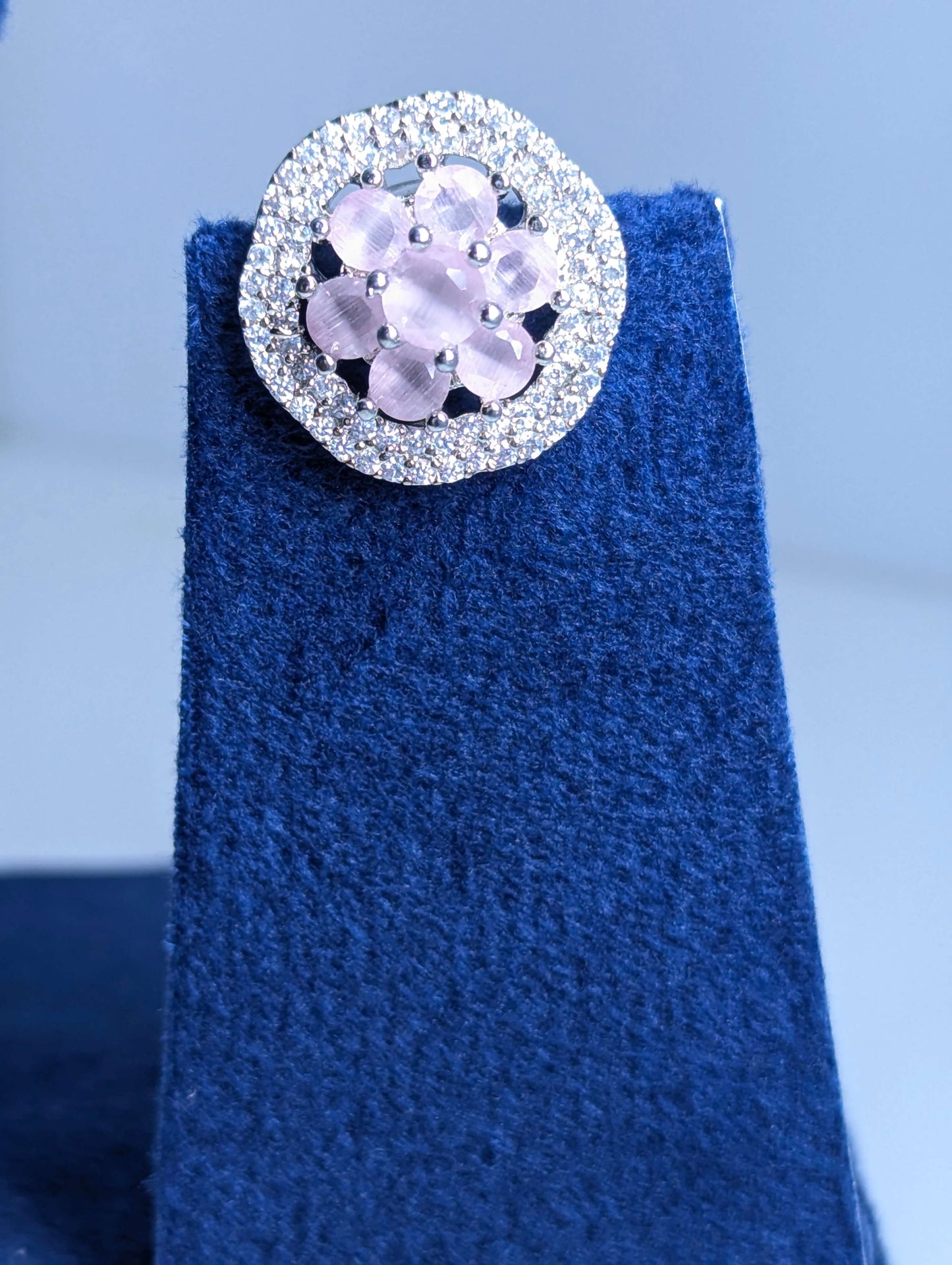 Rosy Sparkle American Diamond Pendant Set