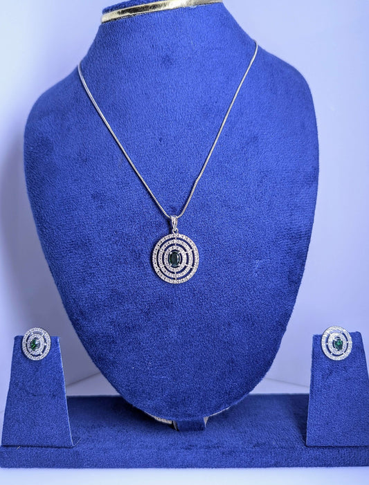 Sapphire Halo American Diamond Set