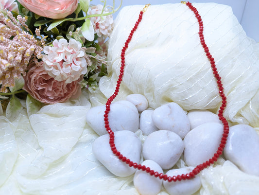 Elegant Sizzling Red Crystal Chain Necklace