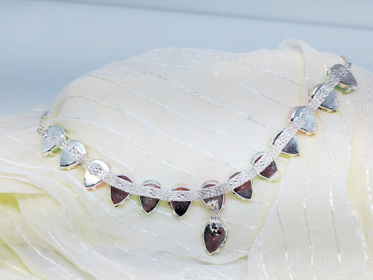 Elegant Pastel Korean Necklace & Earring Set with Sparkling Crystals