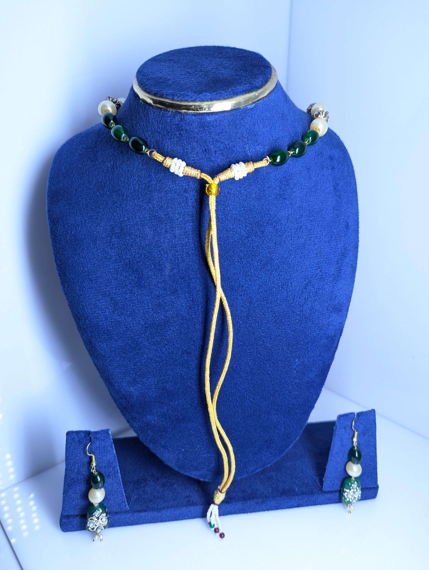 Classic Pearl & Green Bead Traditional Mala Set