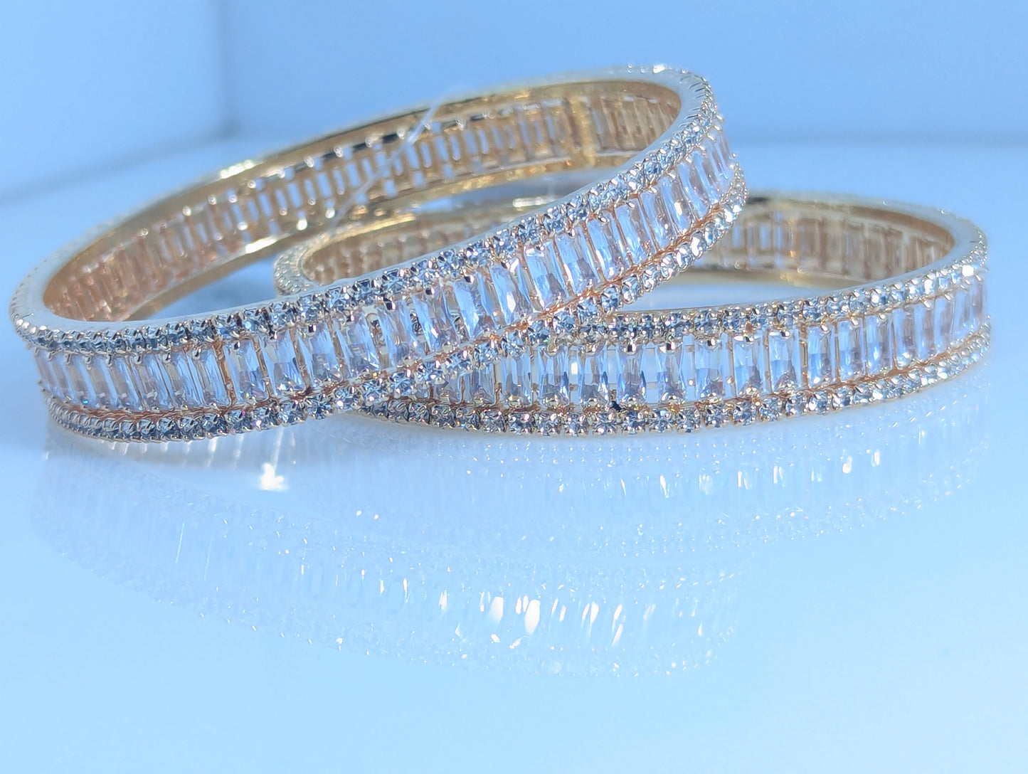 Lustrous American Diamond Statement Silver Bangle