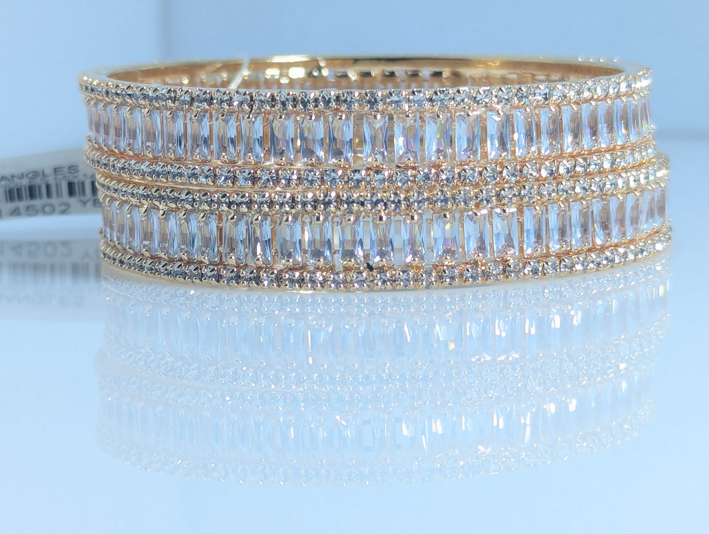 Lustrous American Diamond Statement Silver Bangle