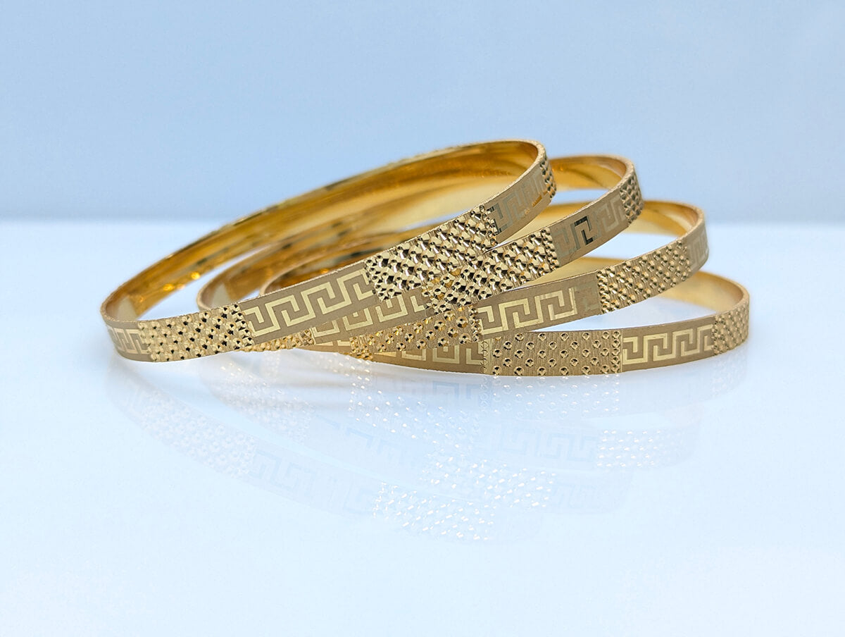 Greek Design Bangles Greek Pattern Designer Gold Bangles – Glammora Fashions
