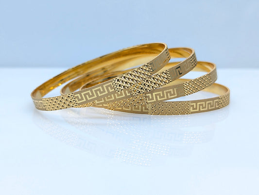 Greek Pattern Designer Gold Bangles