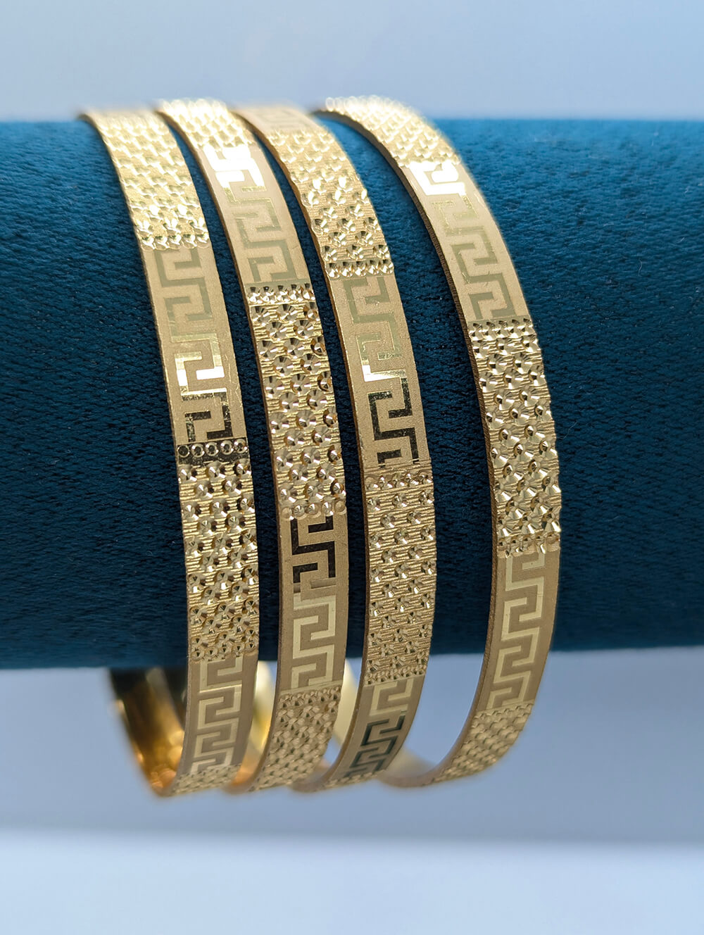 Greek Pattern Designer Gold Bangles