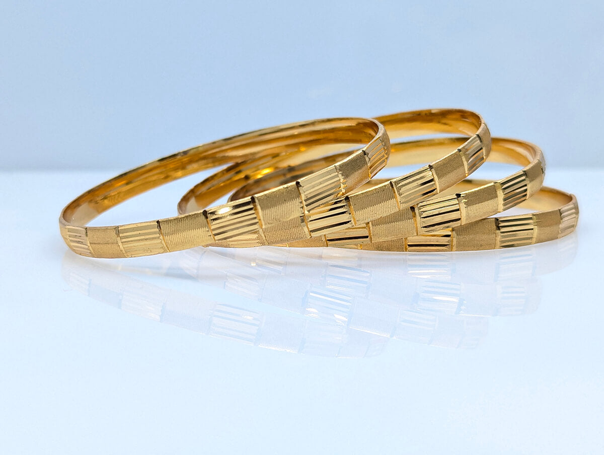 Classic Textured Gold Bangles