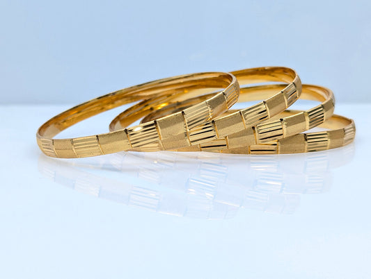 Classic Textured Gold Bangles