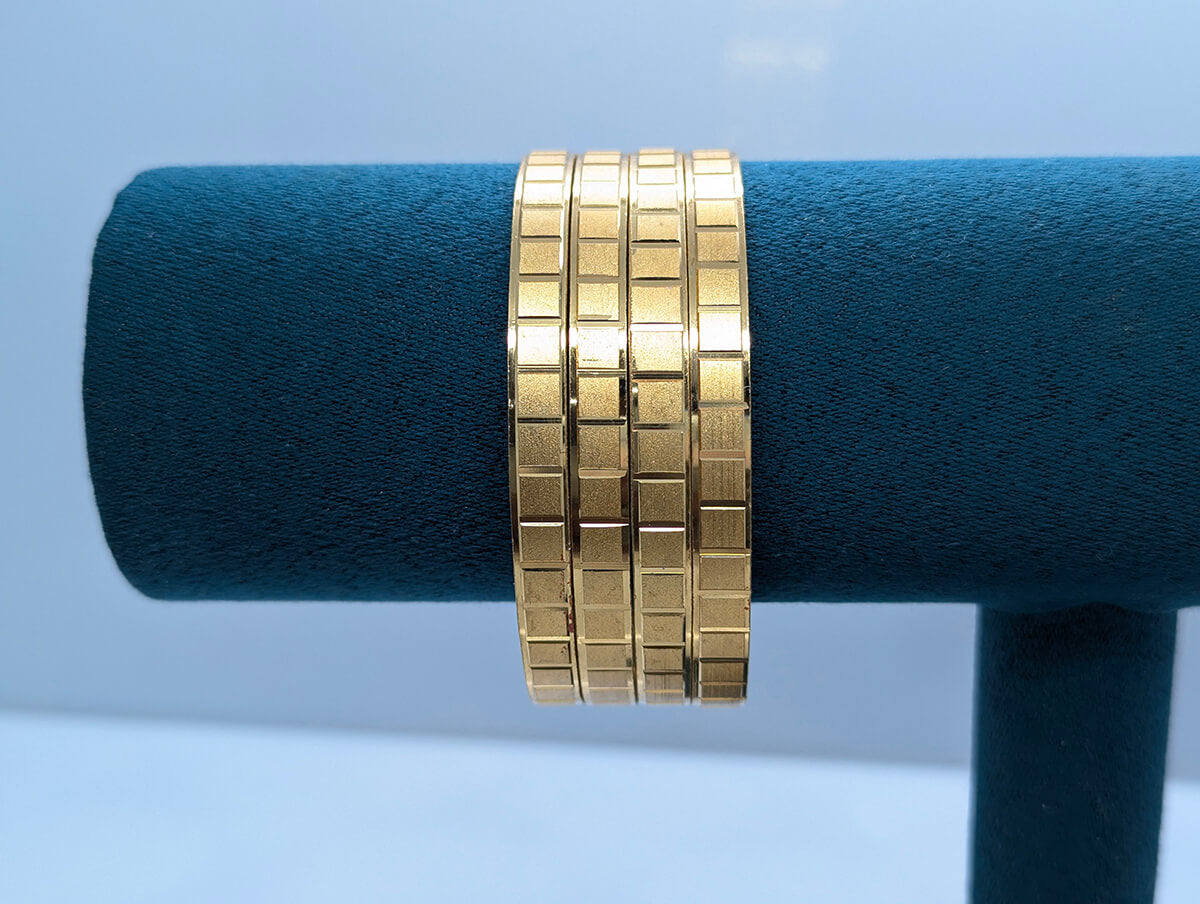 Square Block Textured Gold Bangle Set – Elegant Minimal Daily Wear