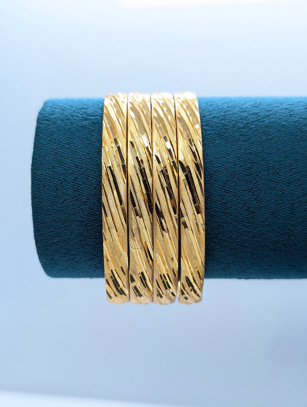 Diagonal Cut Shine Gold Bangle Set – Glam Party & Festive Wear