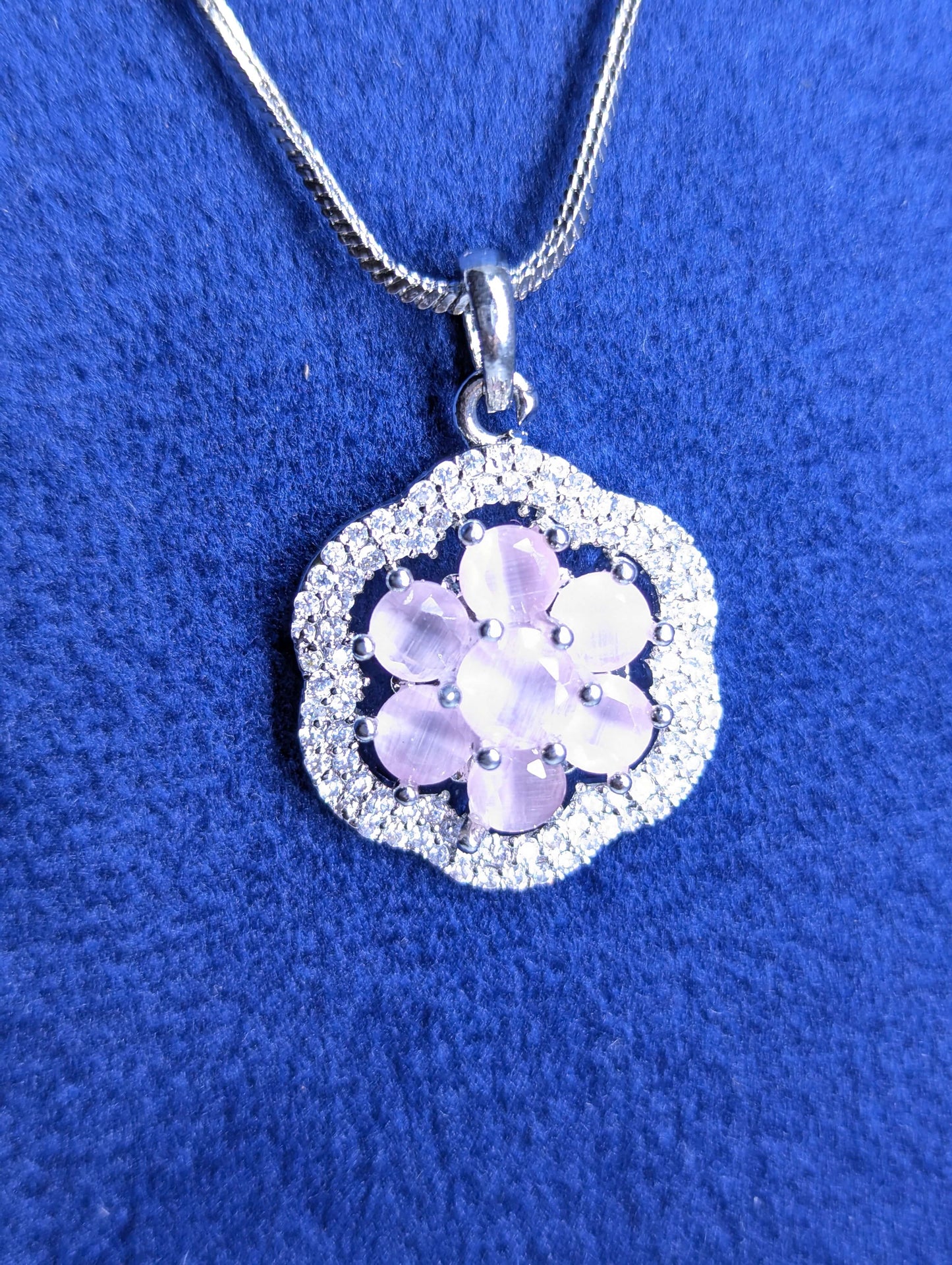 Rosy Sparkle American Diamond Pendant Set