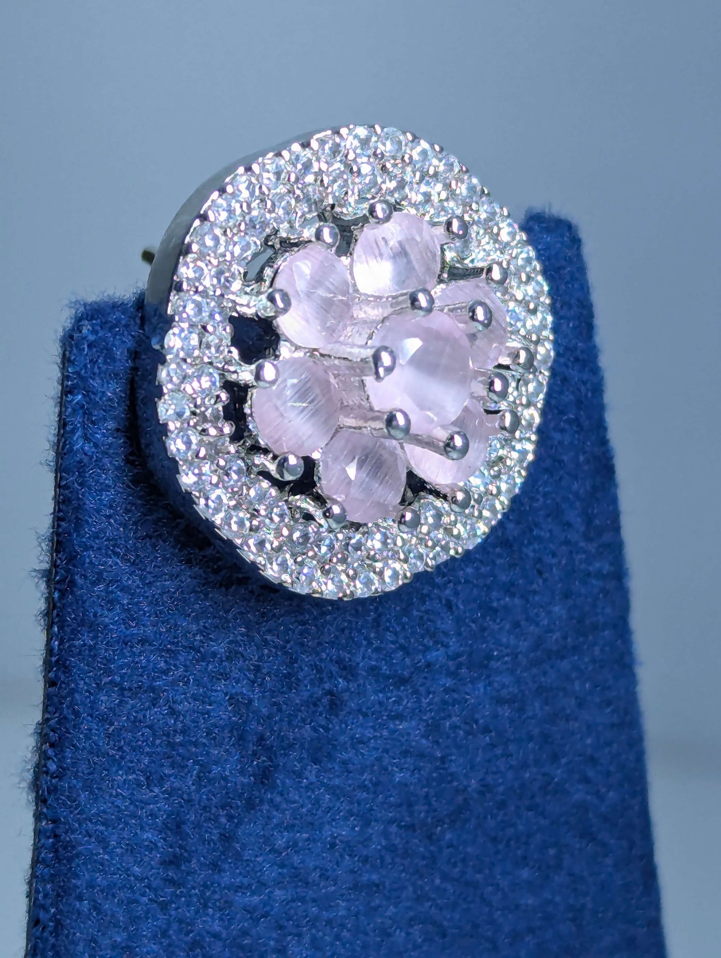 Rosy Sparkle American Diamond Pendant Set