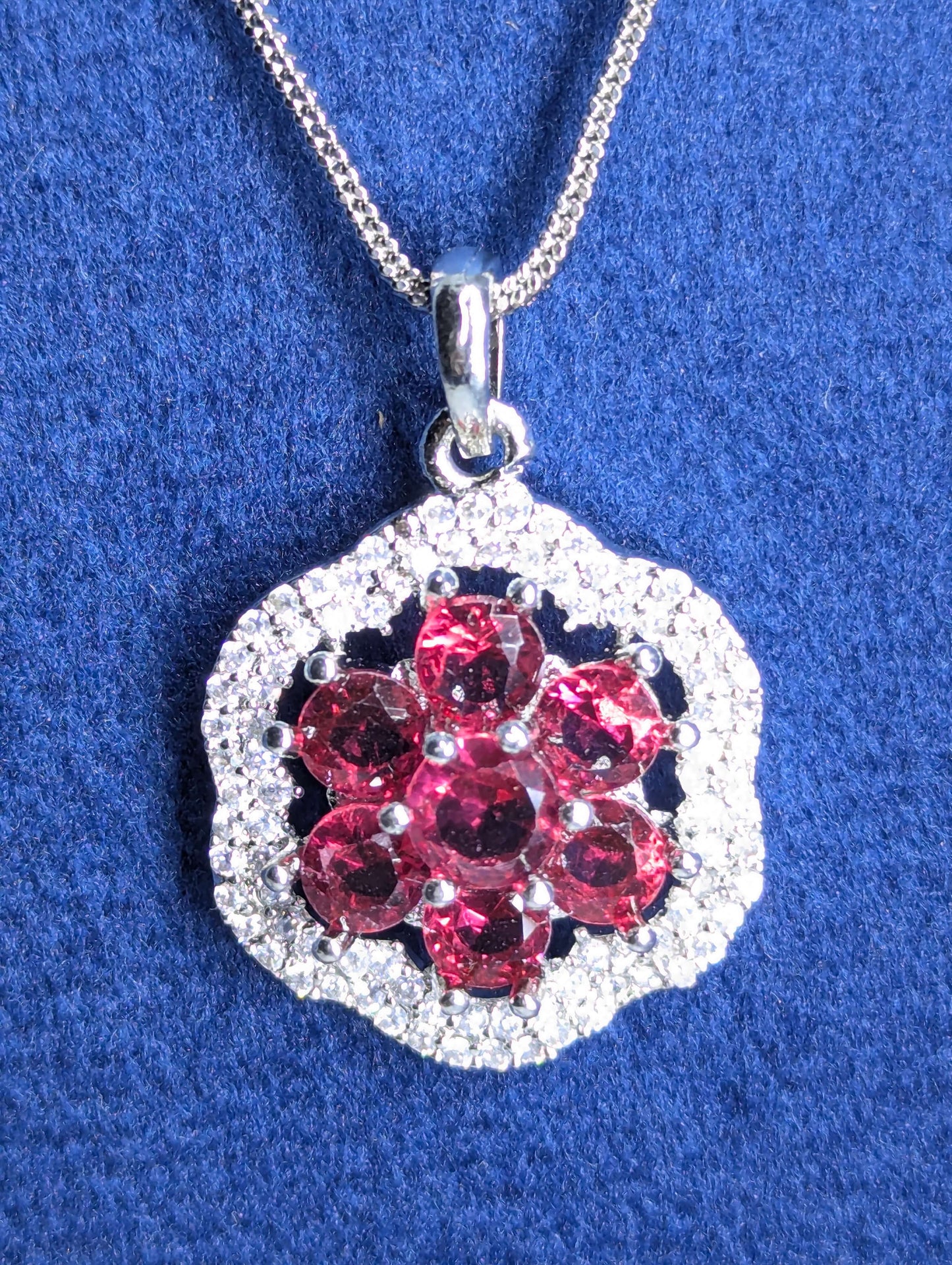 Rosy Sparkle American Diamond Pendant Set