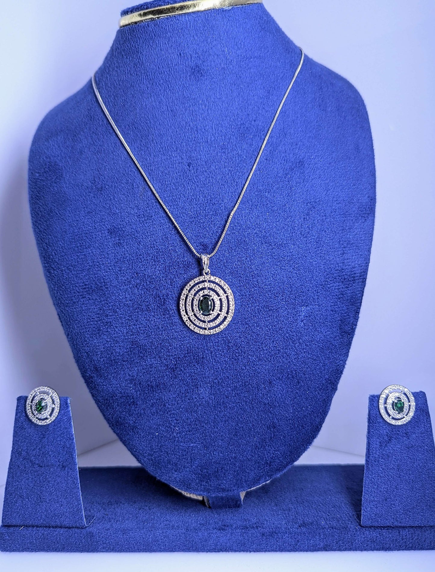 Sapphire Halo American Diamond Set