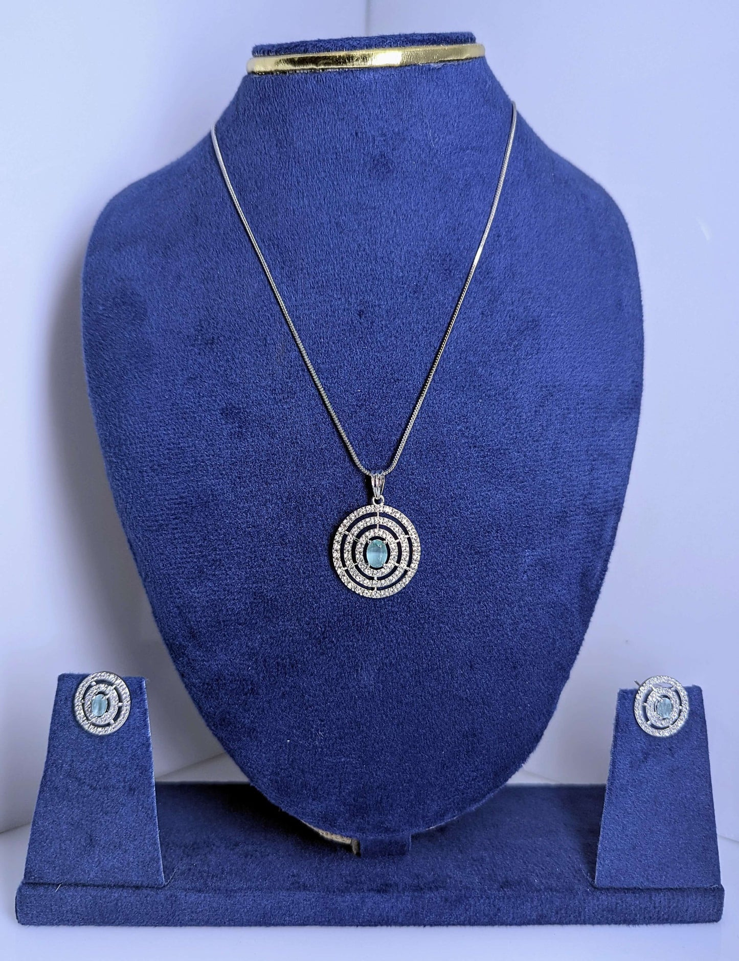 Sapphire Halo American Diamond Set