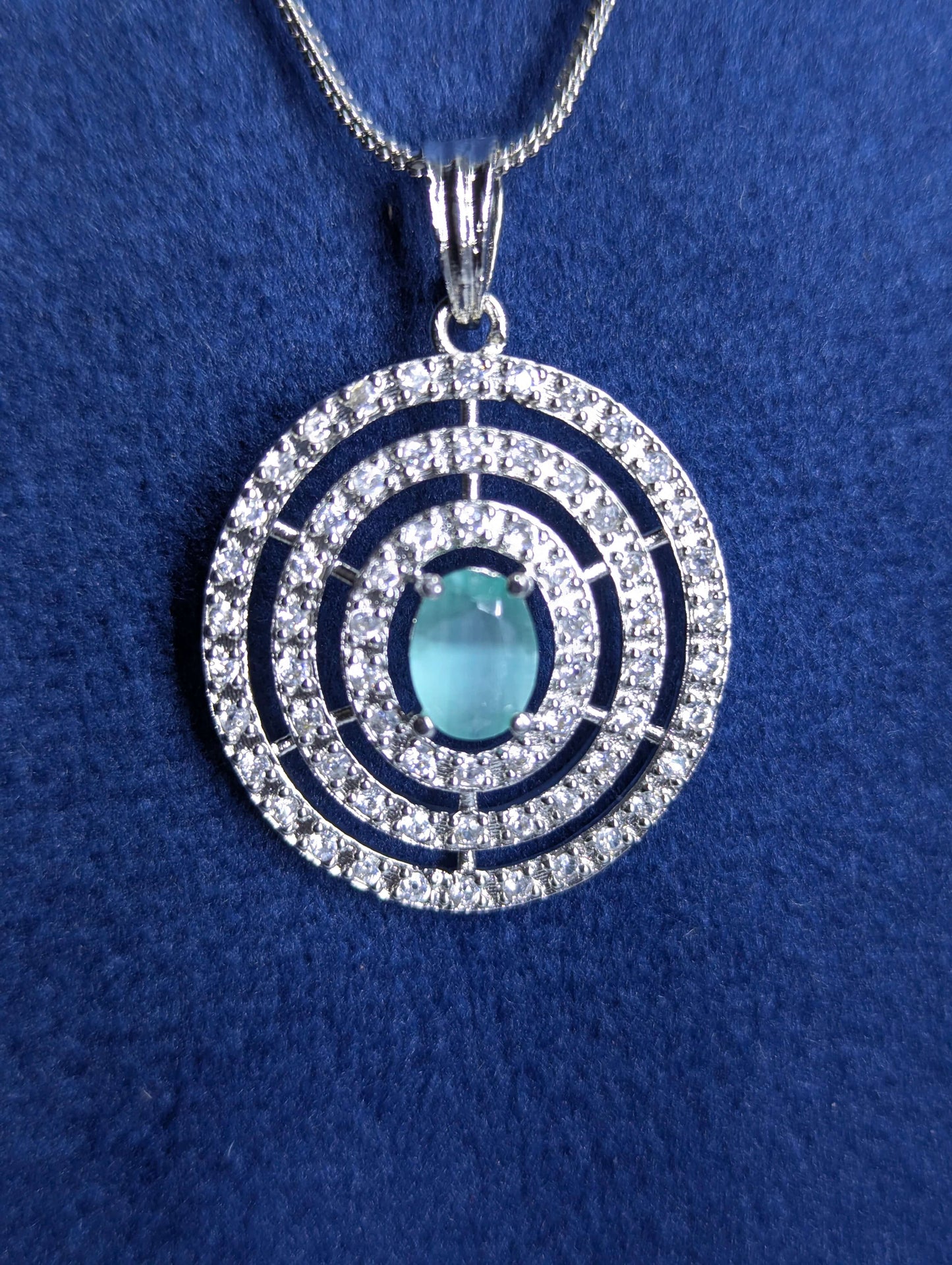 Sapphire Halo American Diamond Set