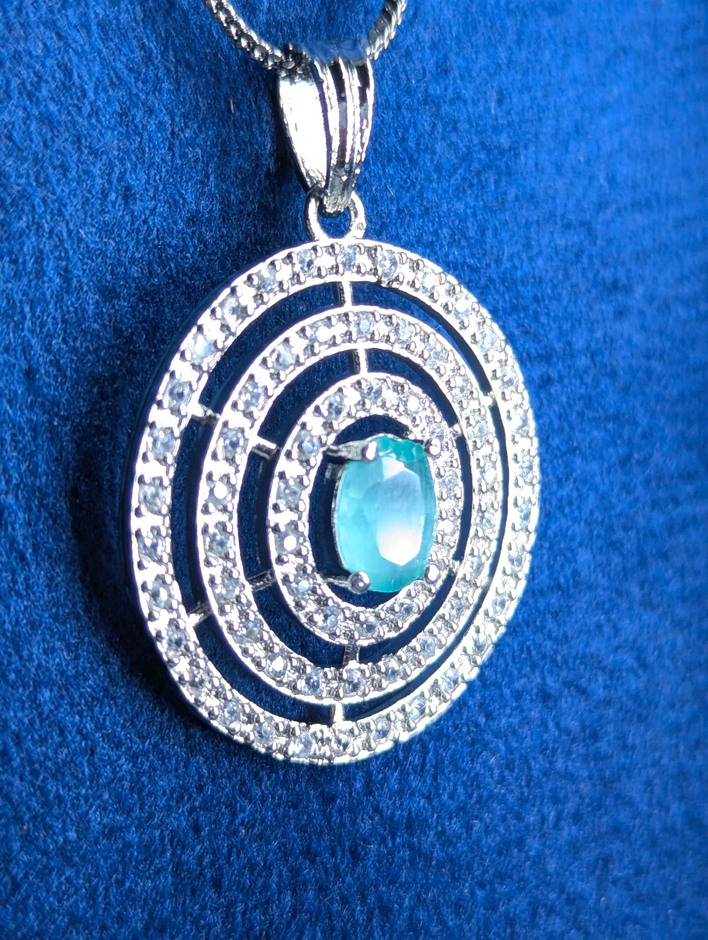 Sapphire Halo American Diamond Set