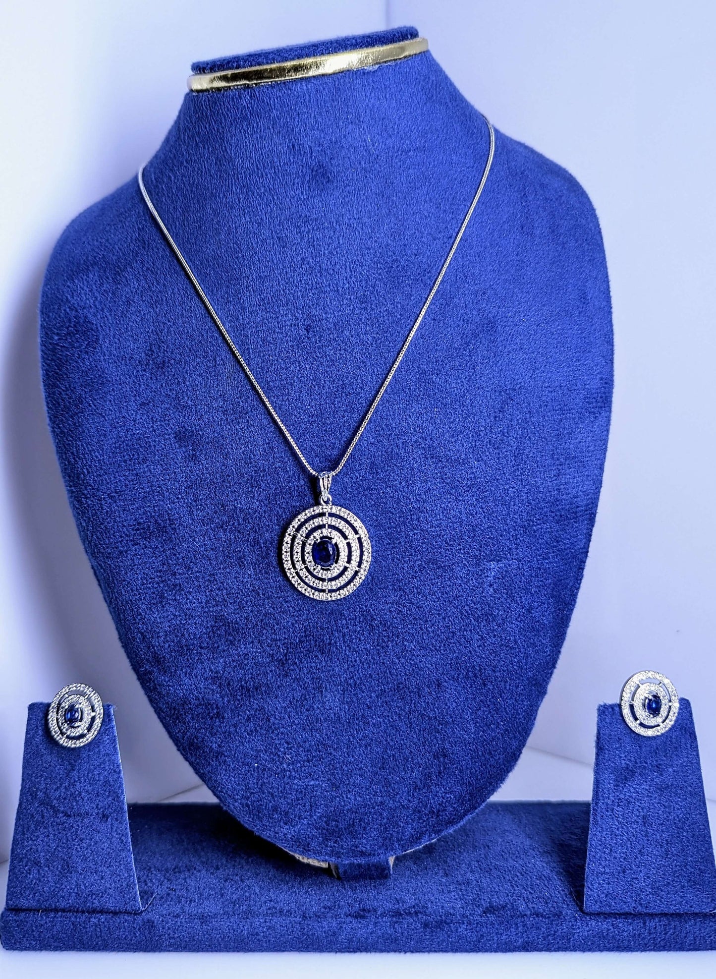 Sapphire Halo American Diamond Set