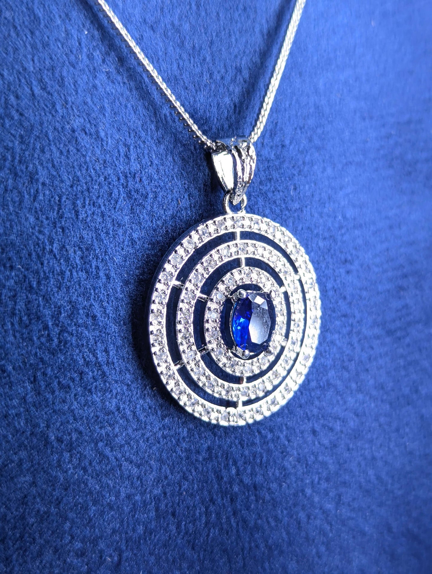Sapphire Halo American Diamond Set