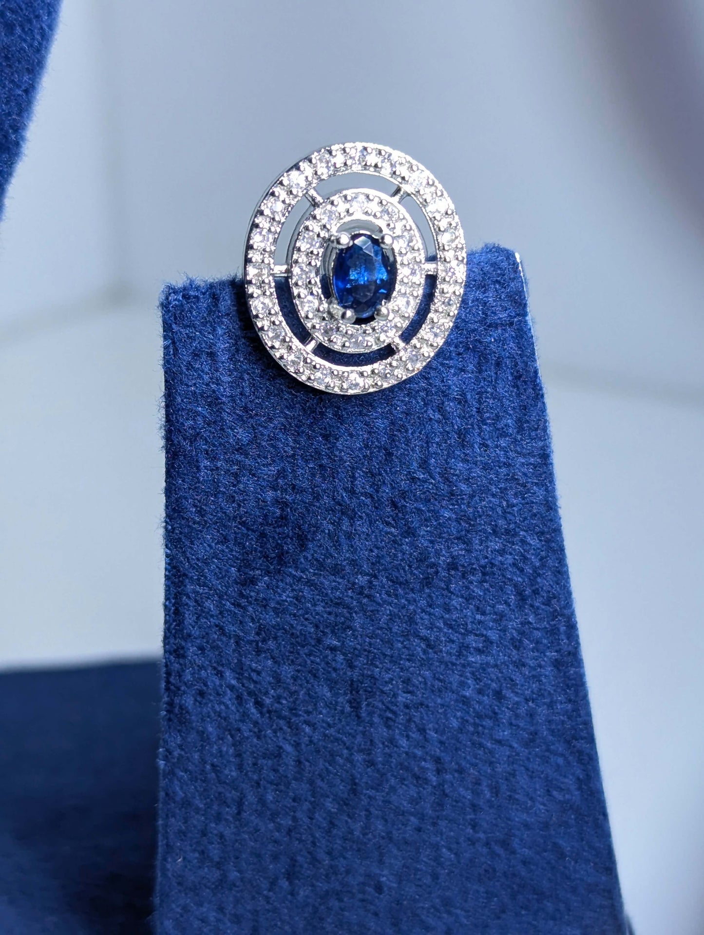 Sapphire Halo American Diamond Set