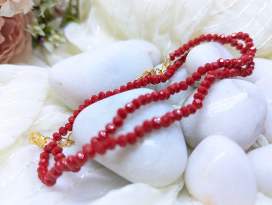 Elegant Sizzling Red Crystal Chain Necklace