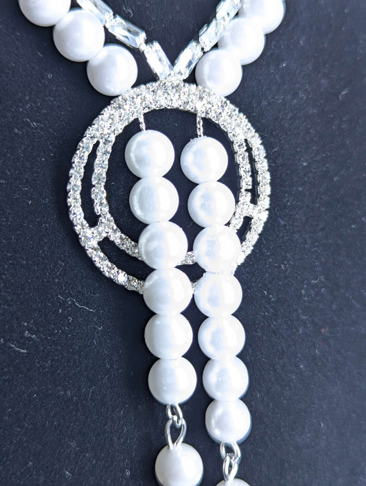 Pearl Cascade Diamond Necklace Set