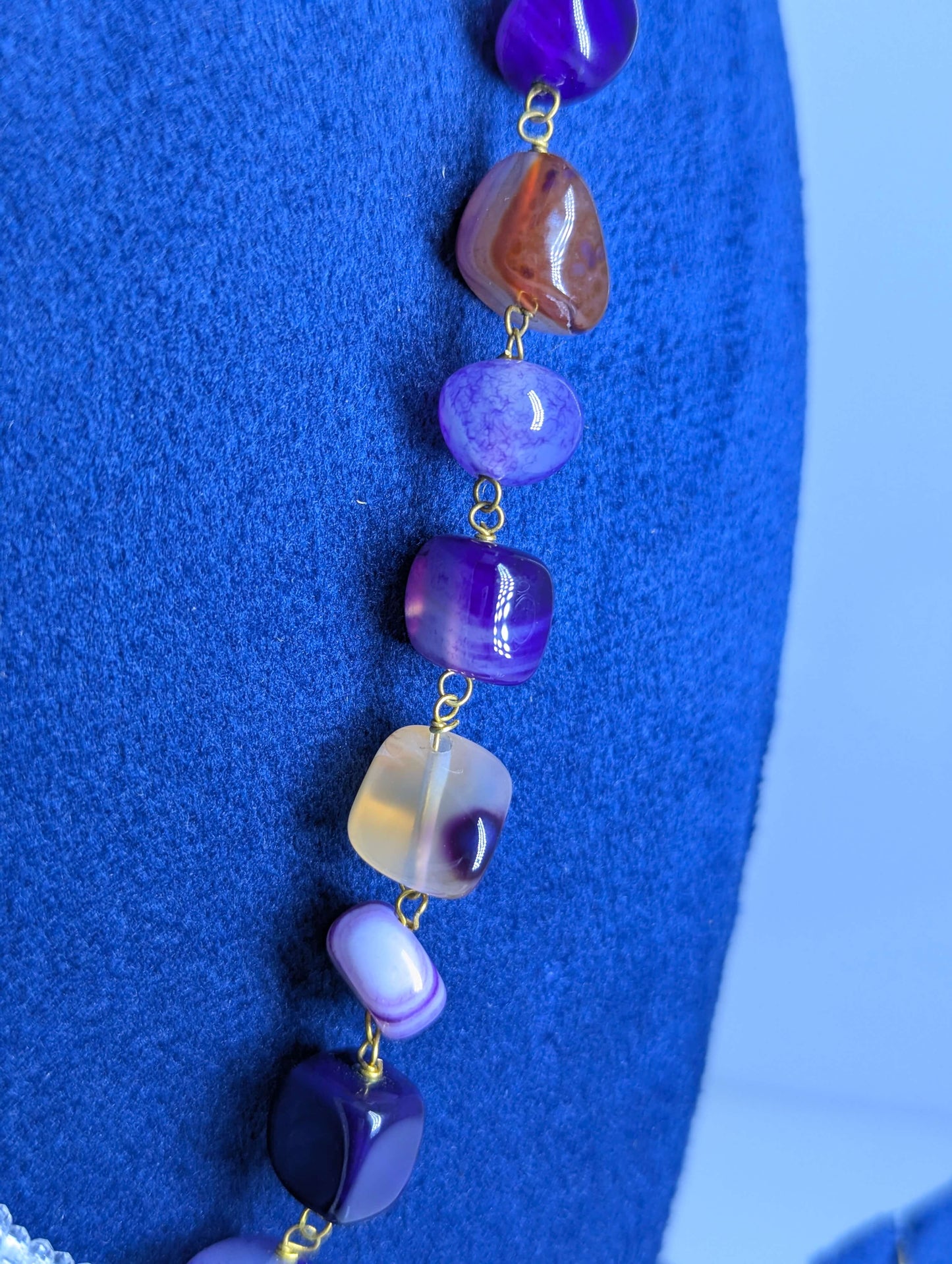 Multi-colored Stone Beads & Crystal Tassel Mala Set