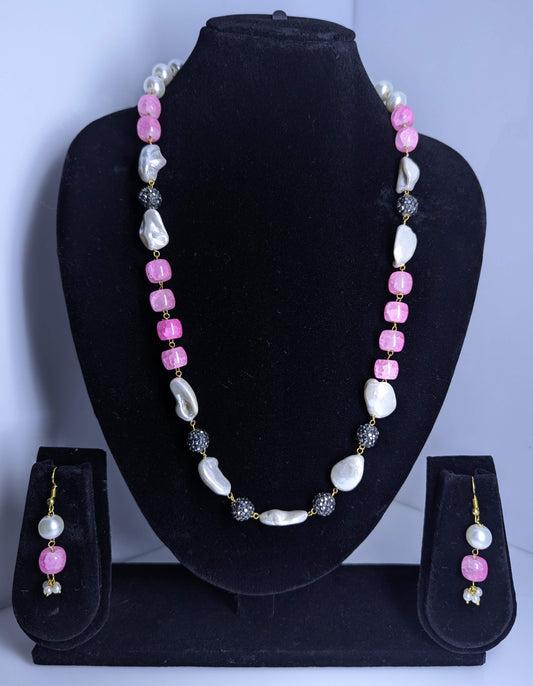 Multi-Coloured Beads & Pearl Symphony Necklace Set