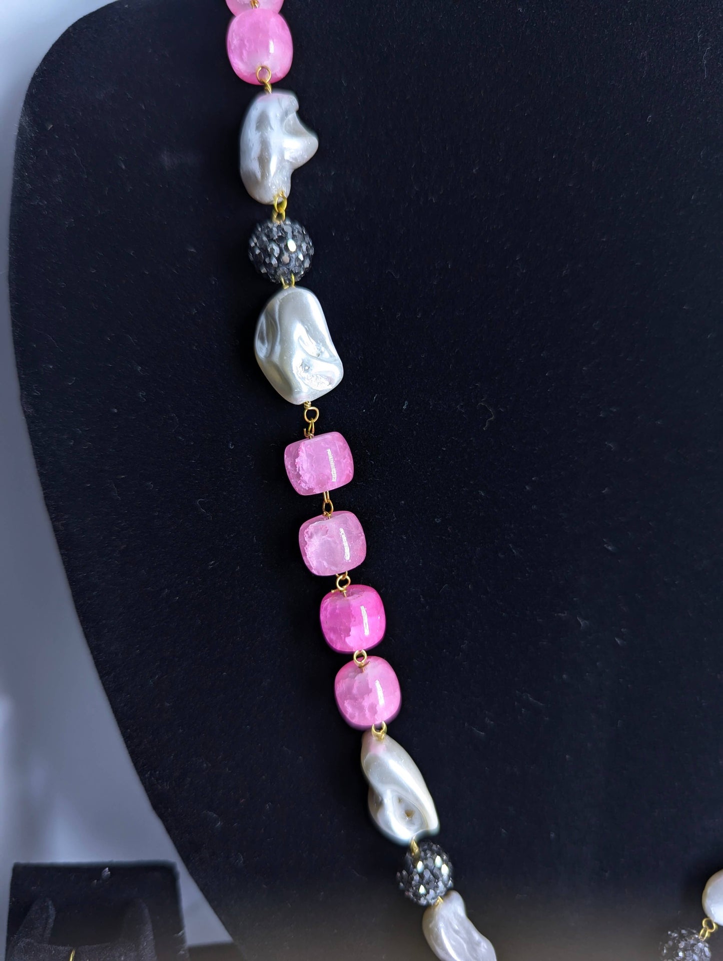 Multi-Coloured Beads & Pearl Symphony Necklace Set