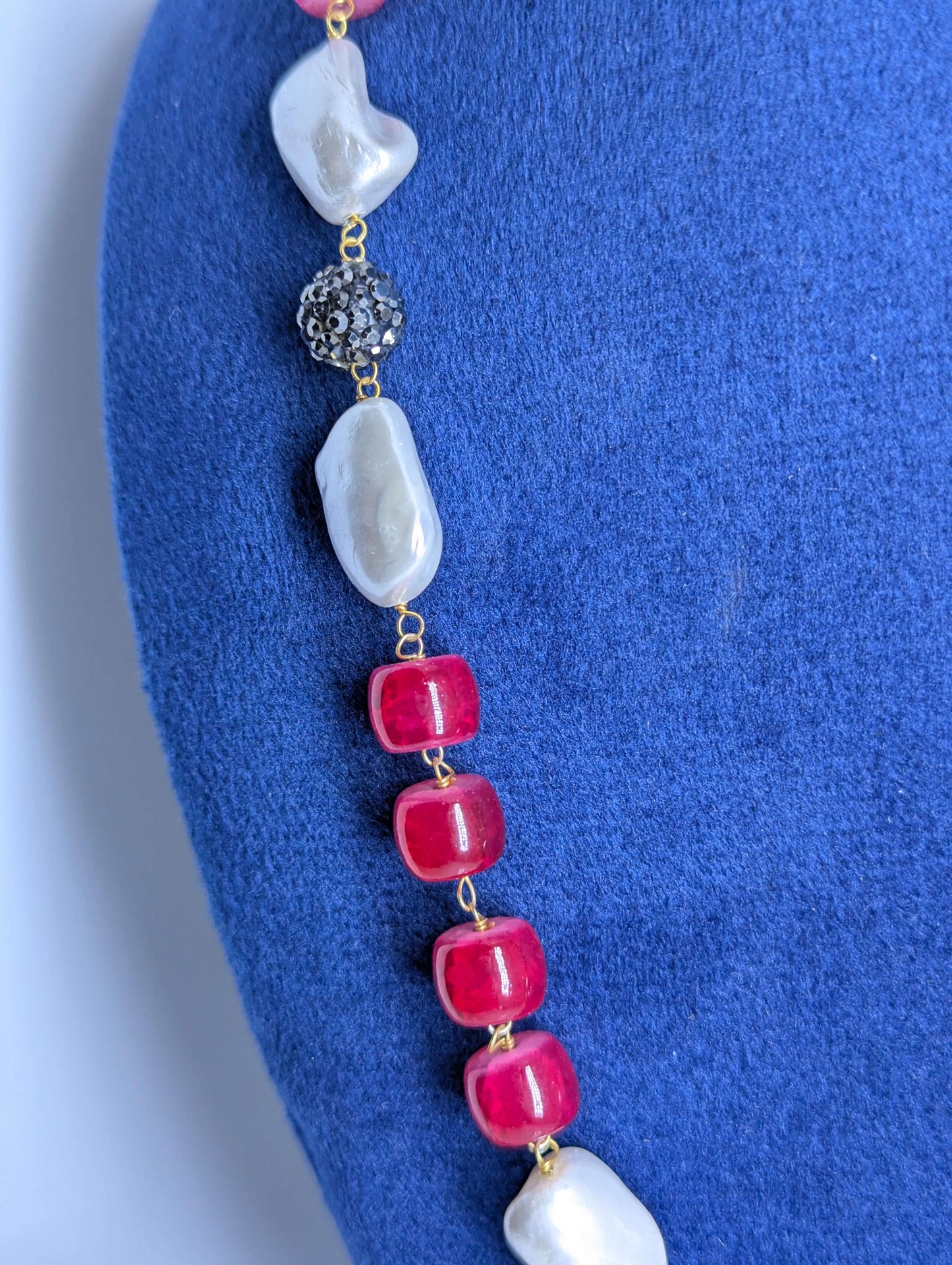 Multi-Coloured Beads & Pearl Symphony Necklace Set