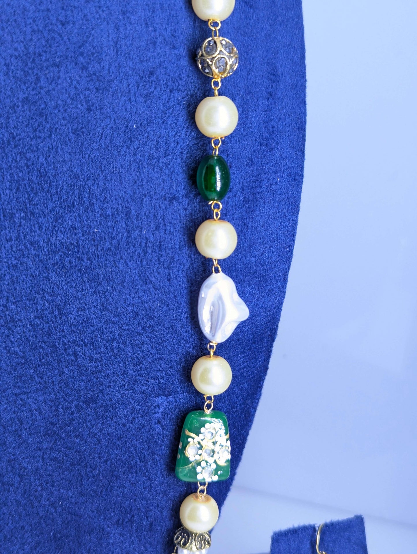 Classic Pearl & Green Bead Traditional Mala Set